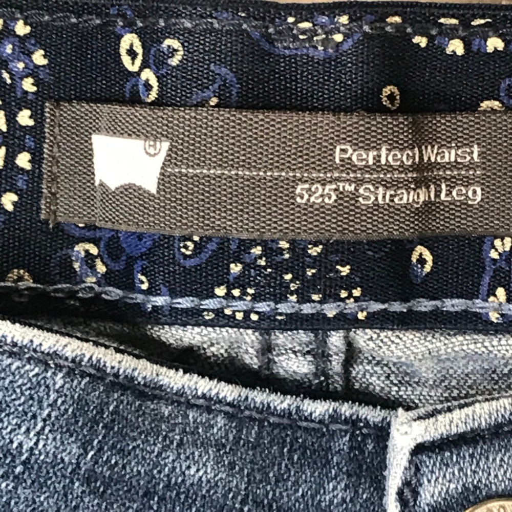 Levis Jeans Womens 14M Blue 525 Straight Leg Perfect Waist Flap Pocket Denim - Picture 2 of 12